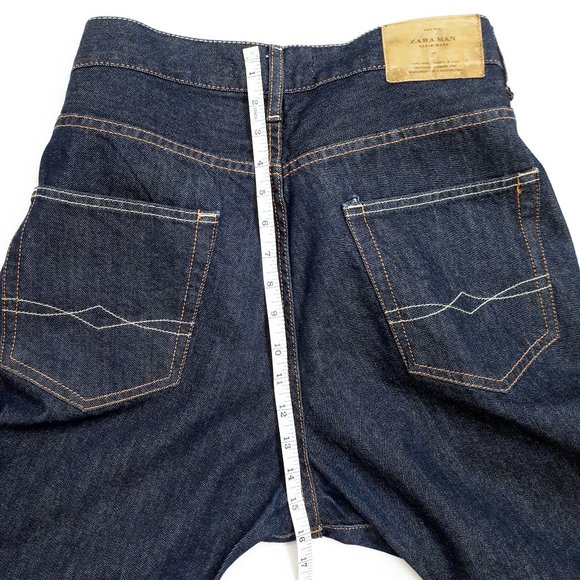 ZARA MAN DENIM COLLECTION High Waisted Straight Leg Jeans in Dark Wash - Picture 11 of 16